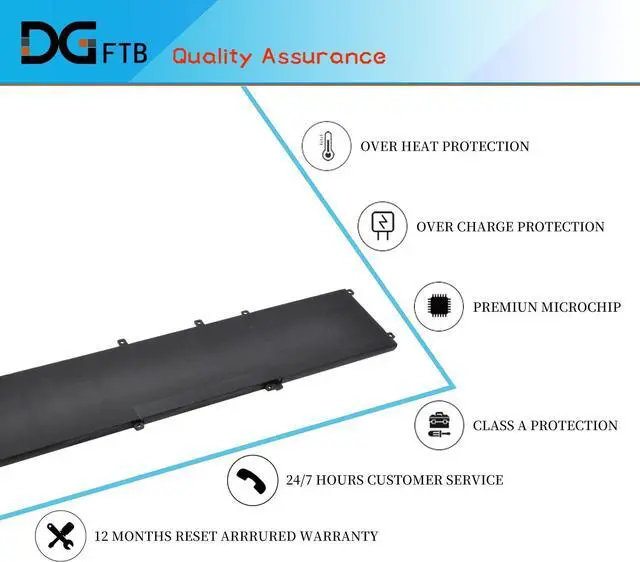 Alt view image 6 of 7 - DGTEC New 4GVGH Laptop Battery for DELL XPS 15 9550 15-9550 Precision 5510 PS 15 9550 P56F P56F001 Series 1P6KD 01P6KD T453X 0T453 (11.4V 84Wh/6 Cell)