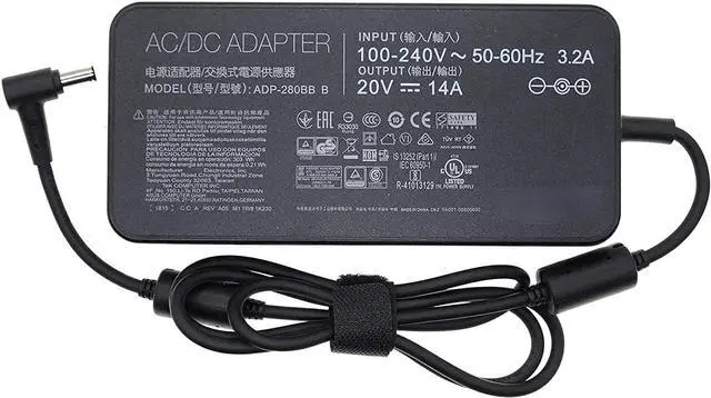 Alt view image 7 of 7 - 280W Genuine Charger for Asus ROG Strix SCAR 17 G733 G732LWS-XS98 Gaming Laptop ADP-280BB B 20V 14A 12A Power Supply Adapter Cord