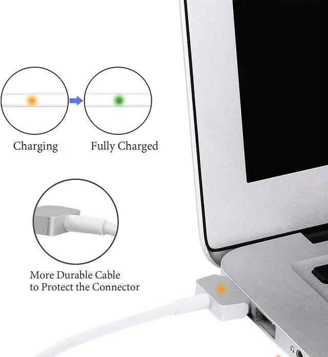Alt view image 3 of 7 - 60W MacBook Pro Charger - Magnetic T-Tip Power Adapter | Fast & Safe Charging for MacBook Pro 13 Retina (Late 2012) MacBook Air | Compact & Durable Replacement for Genuine Adapter
