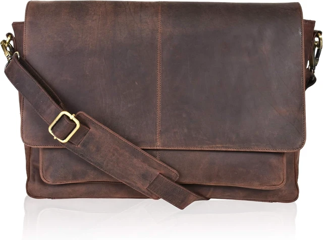 Main image of Leather Laptop Messenger Bag for Men and Women - Briefcase Crossbody Office