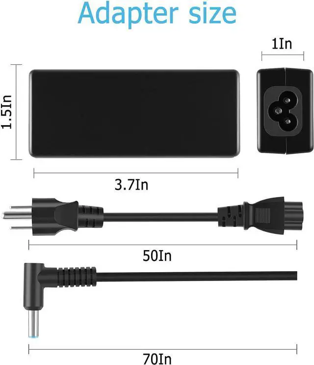 Alt view image 3 of 4 - 45W AC Charger Replacement for HP TPN-CA14 TPN-CA15 TPN-LA15 ProBook x360 11 G1 G2 G3 G4 G5 G6 G7 EE Series ZHAN 66 Pro G1 ZHAN 66 Pro 13 14 15 G2 Series ZBook 14u G6 ZBook 15u G6 ProBook 11 EE G1 G2