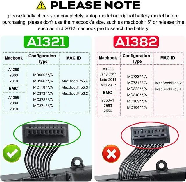 Alt view image 2 of 7 - A1321 A1286 (Only for Mid 2009 Mid 2010 Version) Laptop Battery for MacBook Pro 15 Inch Battery A1321 A1286 MC371LL/A MC372LL/A MB985 MB986 MC118 020-6380-A 020-6766-B 661-5211 661-5476 661-5844 73Wh