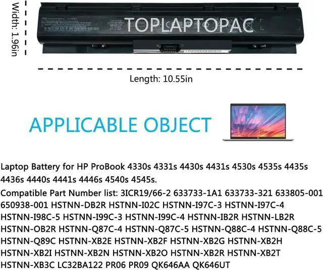 Alt view image 6 of 6 - New 14.4V 73Wh 8Cell PR08 HSTNN-IB2S HSTNN-LB2S HSTNN-I98C-7 633734-141 633734-151 633734-421 633807-001 Battery Compatible with HP Probook 4730s Laptop