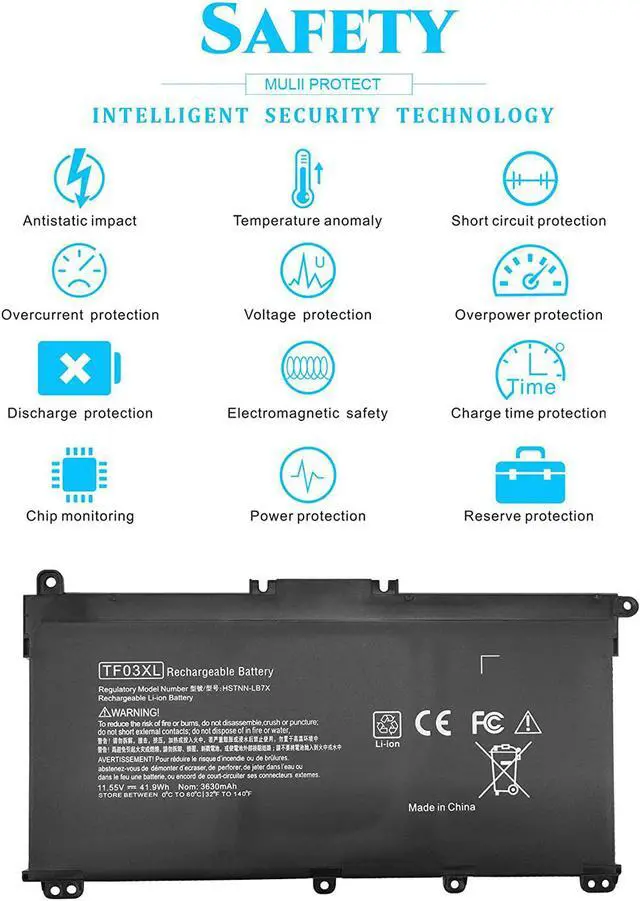 Alt view image 5 of 7 - TF03XL 920070-855 Battery for HP Pavilion 17 15 14 17-AR050WM 15-CC023CL 15-CC050WM 15-CC060WM 15-CC123CL CC563ST 15-CD040WM 17-AR 15-CC 15-CD 15-CK 14-BF 920046-121 421 541 HSTNN-LB7X IB7Y Laptop