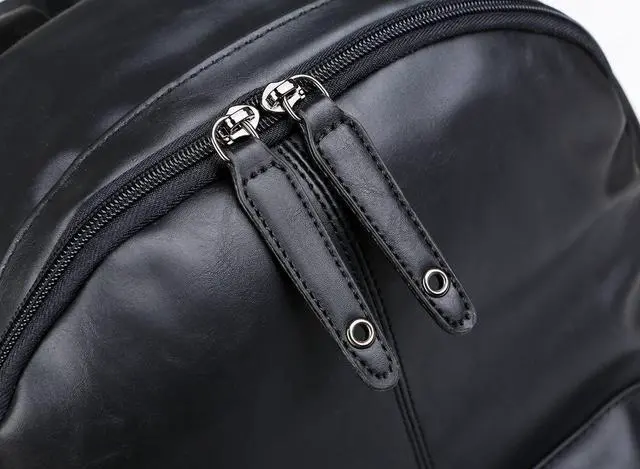 Alt view image 4 of 7 - Baosha BP-08 Unisex PU Leather Computer Laptop Bag 15.6 inch Backpack Shoulder Bags Travel Hiking Rucksack Casual Daypack Black