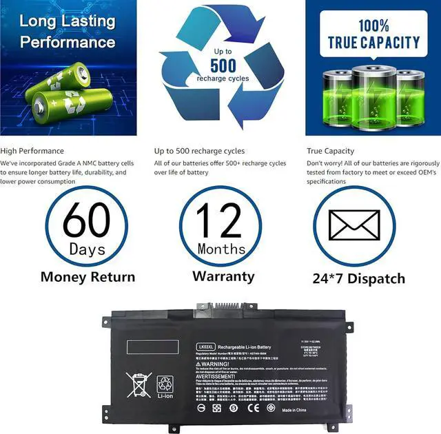 Alt view image 6 of 7 - LK03XL Battery for Hp Envy x360 Convertible 15m-bp1xx 15m-cn0xxx 15-cn0xxx 15m-cp0xxx 17m-ae0xx 17-bw 17m-ae111dx 15m-cn0012dx 15m-cn0011dx 15m-bq021dx 15m-bp112dx 916368-421 L09281-855 916814-855