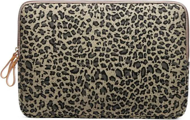 Alt view image 2 of 7 - XSKN Yellow Leopard Spot Canvas Fabric Zipper Laptop Sleeve Case Cover for All 13 14 15 inch Computers, Laptop Bag for MacBook Air / Pro / Retina Laptops / Notebook (13 inch, for 13.3 inch Laptop)