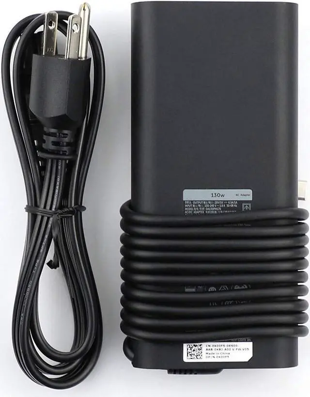 Alt view image 4 of 6 - 130W 20V 6.5A USB Type C 0K00F5 HA130PM170 AC Power Adapter Compatible for Dell XPS 15,XPS 15 2-in-1 9575 Charger, Compatible with P/N: 0K00F5, K00F5 Power Adapter with US Cable