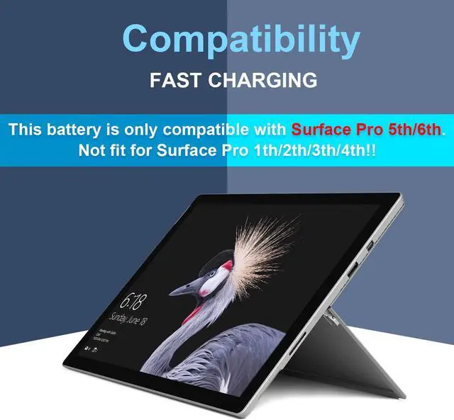 Alt view image 2 of 7 - G3HTA038H Battery Replacement for Microsoft Surface Pro 5th (Model 1796, 2017) Surface Pro 6 (Model 1807/1809/1796, 2018) 12.3" 2-in-1, Core i5 i7 m3, FJU-00001 FKG-00001 FKJ-00001, DYNM02 with Tools