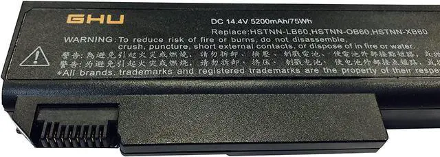 Alt view image 3 of 7 - GHU New Laptop Battery 75wh Replacement for HP EliteBook 8530P 8530W 8540P 8540W 8730W 8740W 8530 8730 493976-001 HSTNN-LB60 HSTNN-OB60 HSTNN-XB60 AV08 AV08XL KU533AA 501114-001 5200mAh
