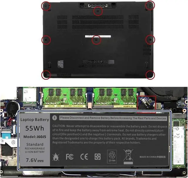 Alt view image 4 of 7 - TREE.NB Battery for Dell Latitude E7470 E7270 7470 7270 7.6V 55Wh Battery Type MC34Y 242WD 1w2y2 J60J5