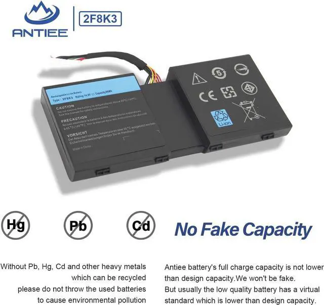 Alt view image 4 of 7 - ANTIEE 2F8K3 Laptop Battery for Dell Alienware 17 R1 17X M17X-R5, Alienware 18 R1 18X M18X-R3 Series P18E P18E001 P19E P19E001 02F8K3 G33TT KJ2PX 0KJ2PX 0G33TT 0NU209 451-BBCB 86Wh - with Tools