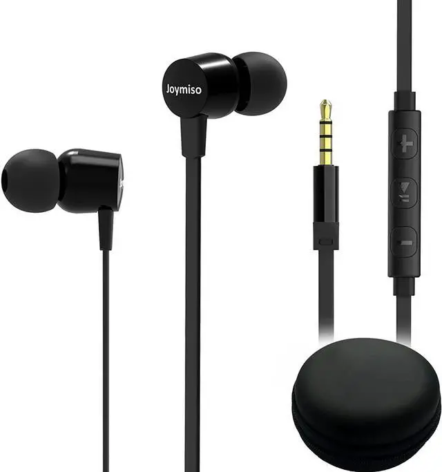 Main image of Joymiso Tangle Free Earbuds for Kids Women Small Ears with Case, Comfortable Lightweight in Ear Headphones, Flat Cable Ear Buds Wired Earphones with Microphone and Volume Control for Cell Phone Laptop