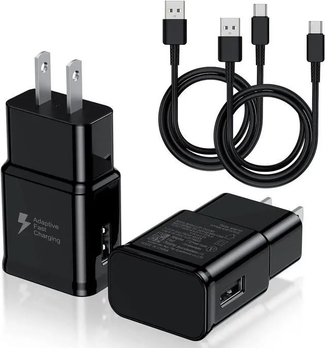 Main image of Type C Charger Fast Charging 2 Pack USB C Android Phone Wall Charger Block & 6ft Charge Cable Cord for Samsung Galaxy S8 / S9 / S10 Plus Active S10e S20 / S21 Ultra Plus Note 8 9 10 Pixel 3 etc