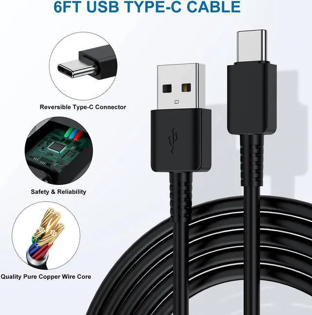 Alt view image 6 of 7 - Type C Charger Fast Charging 2 Pack USB C Android Phone Wall Charger Block & 6ft Charge Cable Cord for Samsung Galaxy S8 / S9 / S10 Plus Active S10e S20 / S21 Ultra Plus Note 8 9 10 Pixel 3 etc
