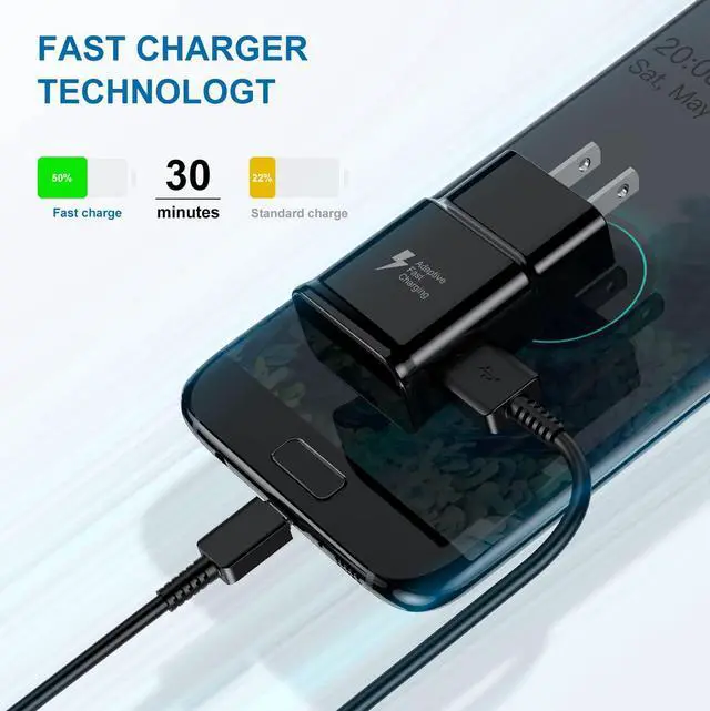 Alt view image 3 of 7 - Type C Charger Fast Charging 2 Pack USB C Android Phone Wall Charger Block & 6ft Charge Cable Cord for Samsung Galaxy S8 / S9 / S10 Plus Active S10e S20 / S21 Ultra Plus Note 8 9 10 Pixel 3 etc