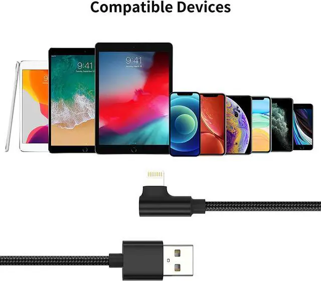Alt view image 7 of 7 - 1ft Right Angle Lightning Cable Short, 3 Pack Braided Fast Charging USB to iPhone Charger Cord 90 Degree Compatible with Apple iPhone 13 12 11 Pro Max Xs Xr X 5 6 7 8 Plus SE, iPad Air/Mini