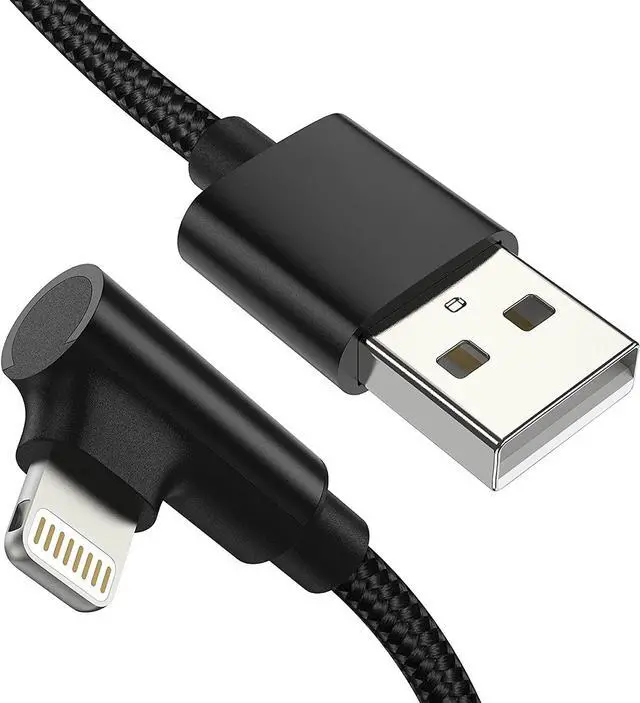 Main image of 1ft Right Angle Lightning Cable Short, 3 Pack Braided Fast Charging USB to iPhone Charger Cord 90 Degree Compatible with Apple iPhone 13 12 11 Pro Max Xs Xr X 5 6 7 8 Plus SE, iPad Air/Mini