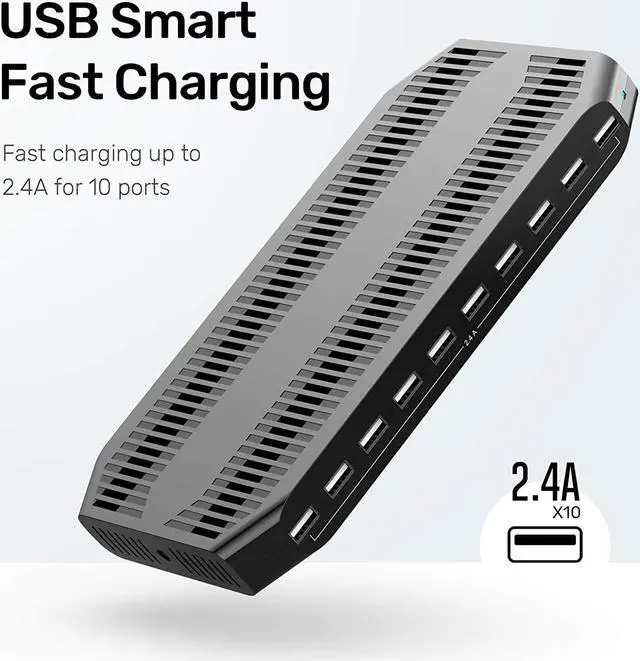 Alt view image 3 of 7 - Unitek USB Charging Station, 10 USB Fast Ports Charge Docking Station and Adjustable Dividers, Multi Device Charger Organizer Compatible with iPad, iPhone, Tablet and Cell Phone
