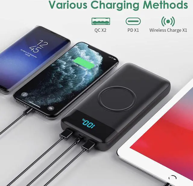 Alt view image 3 of 6 - Wireless Portable Charger 30,800mAh 15W Wireless Charging 25W PD QC4.0 Fast Charging Smart LCD Display USB-C Power Bank, 4 Output External Battery Pack Compatible with iPhone 16/15/14/13, Samsung etc