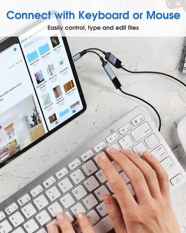 Alt view image 4 of 7 - USB C to USB OTG Adapter and Charger Cable 2 in 1 USB-C Splitter with 60W PD Charging Type C OTG and USB A Female Port for Chromecast Google TV iPad Pro Samsung iPhone 16 15 Pixel LG