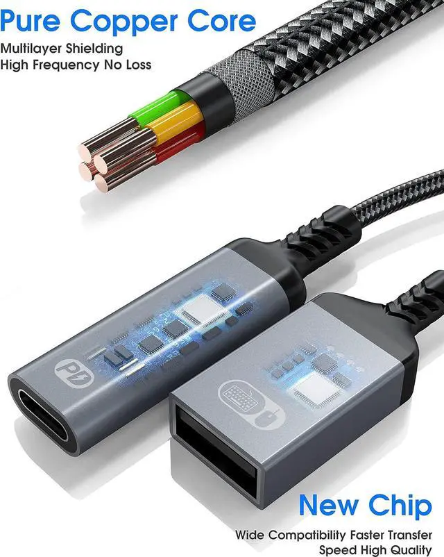 Alt view image 5 of 7 - USB C to USB OTG Adapter and Charger Cable 2 in 1 USB-C Splitter with 60W PD Charging Type C OTG and USB A Female Port for Chromecast Google TV iPad Pro Samsung iPhone 16 15 Pixel LG