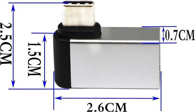 Alt view image 2 of 7 - USB C to USB 3.0 Aluminum Adapter USB A 3.0 Female to 90 Degree 3.1 Type C Male Converter (OTG) for Smartphone Flash Drives Mouse Keyboards and Other USB Peripherals Silver(2 Pack)