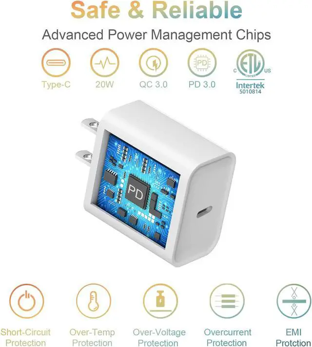 Alt view image 2 of 7 - [3 Pack] USB C Charger Block, iPhone 16 Charger Block 20W PD Power Adapter for iPhone 16/16Pro/16Pro Max/16Plus/15/14/13/12/11/ Xs/X, iPad and More