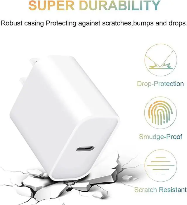 Alt view image 4 of 7 - [3 Pack] USB C Charger Block, iPhone 16 Charger Block 20W PD Power Adapter for iPhone 16/16Pro/16Pro Max/16Plus/15/14/13/12/11/ Xs/X, iPad and More