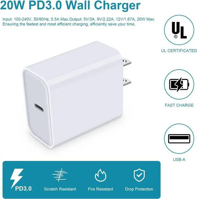 Alt view image 3 of 7 - Galaxy S24 Ultra/S23+ Charger,20W USB C Charging Block for Google Pixel Fold,8 Pro,7 Pro,7a,6 Pro,8;USB Type-C Brick with 6FT Type C Cable for Samsung Galaxy A54,A73,A35,A55,A14,A53,A15,Z Flip5