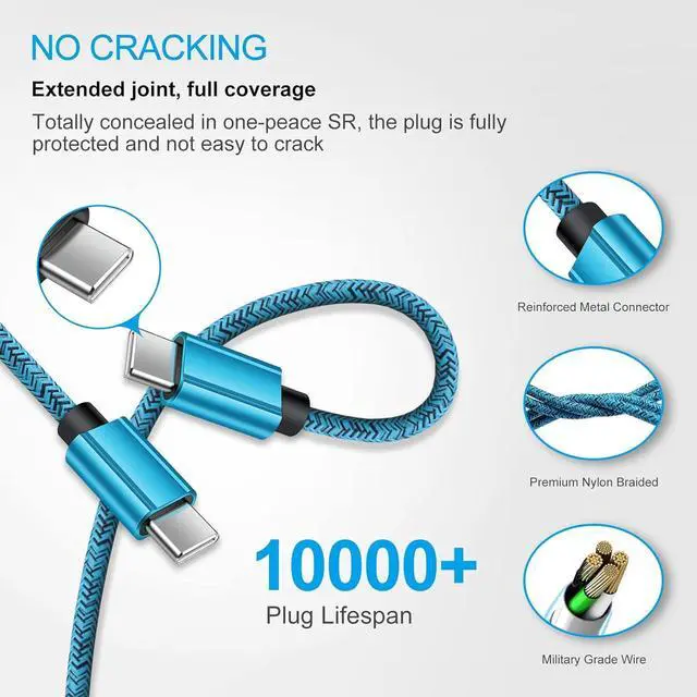 Alt view image 6 of 7 - 20W USB C Fast Wall Charger with 6ft Type C to C Fast Charging Cable for Samsung Galaxy S25/S25+/S25 Ultra/S24 FE/S23 Ultra/S23+/S21 FE/S21 Ultra/S20/A16/A25/A35/A15/A54/A14/A53 5G/A13/A03S/A23/A12