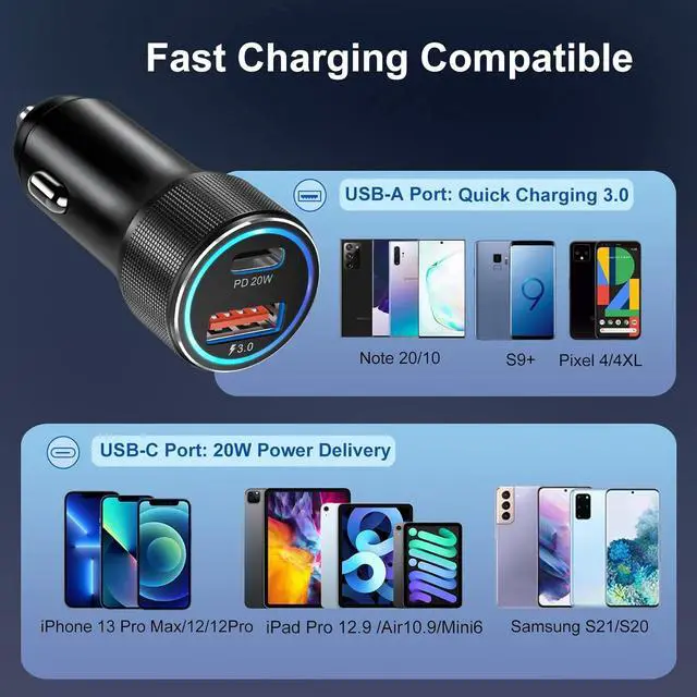 Alt view image 7 of 7 - USB C Car Charger 5 Pack, Bangfun 36W Dual Port PD&QC 3.0 Fast Charging 12V USB Car Charger Cigarette Lighter Adapter Plug for iPhone 15 14 13 12 11 Pro Max SE,iPad,Samsung,Pixel(Black)