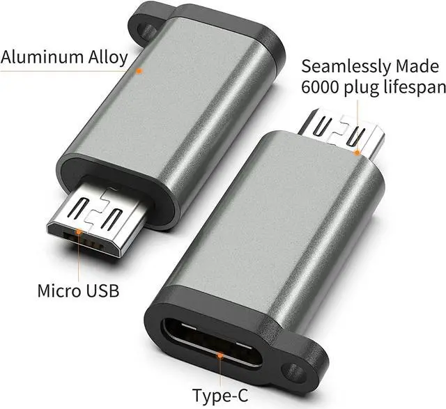 Alt view image 2 of 7 - USB-C to Micro USB Adapter 3-Pack USB Type C Female to Micro USB Male Converter USB C to Micro B 2.0 Charge & Data Sync Compatible with  Galaxy S7 S6 J7 Note 5 Kindle Ps4 and More -Grey