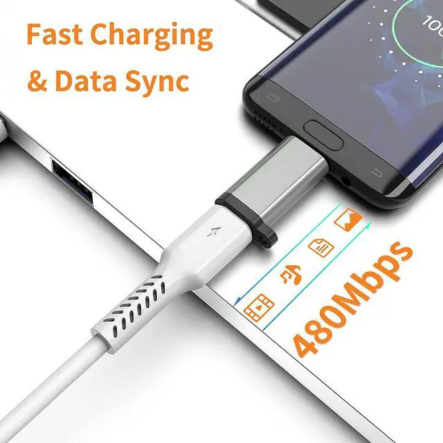 Alt view image 4 of 7 - USB-C to Micro USB Adapter 3-Pack USB Type C Female to Micro USB Male Converter USB C to Micro B 2.0 Charge & Data Sync Compatible with  Galaxy S7 S6 J7 Note 5 Kindle Ps4 and More -Grey