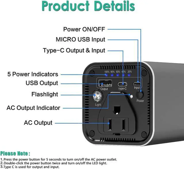 Alt view image 4 of 7 - Portable Laptop Charger with AC Outlet, 31200mAh/112Wh 100W Travel Laptop Power Bank, External Battery Pack Compatible with MacBook, iPhone, Samsung, HP, Dell, Lenovo and More