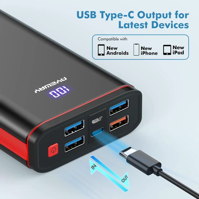 Alt view image 2 of 6 - Fast Charging Battery Pack 26800mAh Portable Charger with 5 outputs