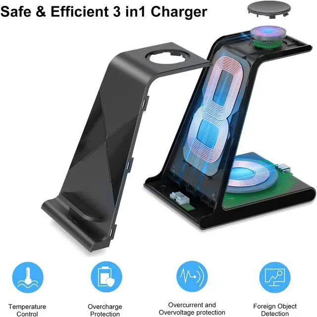 Alt view image 7 of 7 - Wireless Charger for Samsung S25 Ultra, Charging Station for Galaxy S25/S25 Edge/S24 Ultra/S24+/S24/S23/Note 20/Z Flip 7/Fold 7, for Galaxy Watch 8/8 Classic/Ultra/7/6, Galaxy Buds 2 Pro (No Adapter)