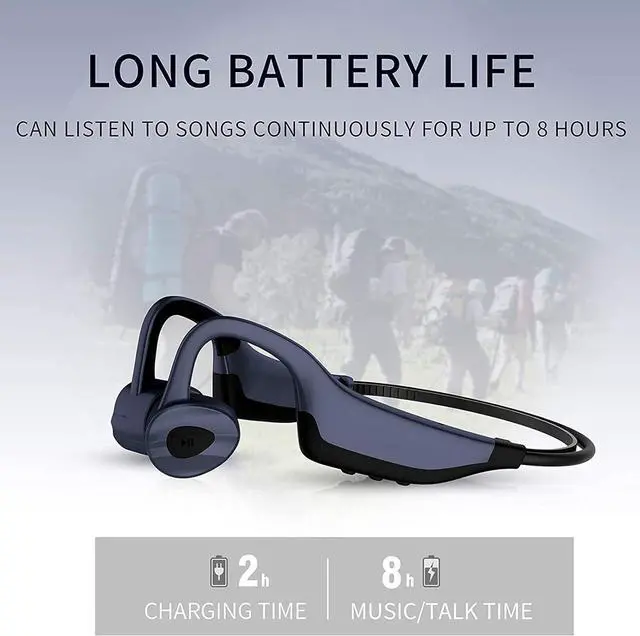 Alt view image 3 of 7 - ESSONIO Bone Conduction Headphones Swimming Headphones Underwater Bluetooth IPX8 Waterproof Headphones for Swimming with Microphones 16G Memory for Sports