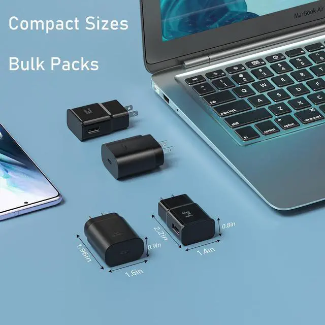 Alt view image 5 of 7 - USB C Fast Charging Block, Bulk Pack 25W PD Charger with Type C Charger Adapter Compatible with Samsung Galaxy S22Ultra/S22+/S22/S21/S21Ultra/S20/Note20/10,iPhone 15/14/13 Pro Max/Mini/XS/XR/X, iPad