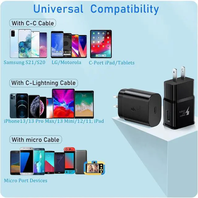 Alt view image 7 of 7 - USB C Fast Charging Block, Bulk Pack 25W PD Charger with Type C Charger Adapter Compatible with Samsung Galaxy S22Ultra/S22+/S22/S21/S21Ultra/S20/Note20/10,iPhone 15/14/13 Pro Max/Mini/XS/XR/X, iPad