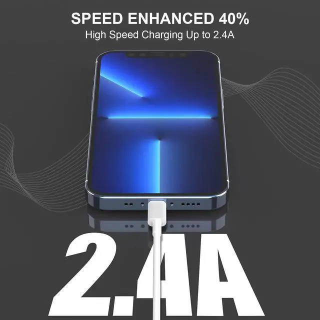 Alt view image 3 of 7 - 2pack 10ft iPhone Charger [ MFi Certified] Long iPhone Charger Cord 10 ft  Lightning to USB Cable 10 Foot Fast Charging Cords for iPhone Charger 14/13/12/11/13 Pro/13 Max/X/XS/XR/XS