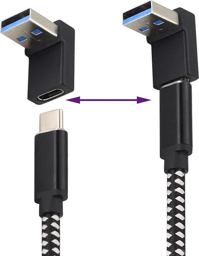 Alt view image 4 of 7 - Right Angle USB 3.0 A to USB C Adapter 90 Degree USB 3.0 A Male to USB Type C Female Converter (OTG) for PC Laptops Power Banks Chargers More USB and Type-C Devices (2 Pack-Black/Up)