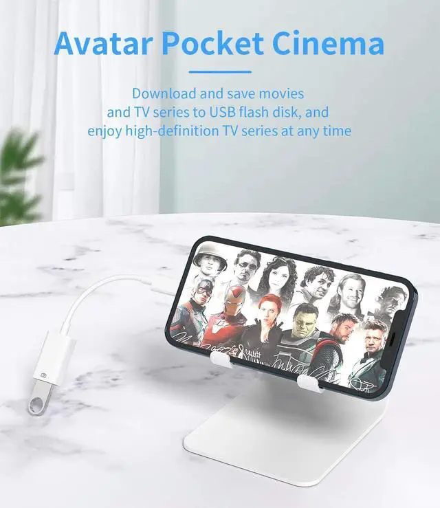 Alt view image 5 of 7 - iPhone OTG Adapter(2Pack)lightning male to USB Female Converter Data Sync dongle for 14 13 12 11 pro max 7 8 plus ipad Camera Card Reader USB Flash Drive Mouse Keyboard Hub MIDI Piano Connector U Disk