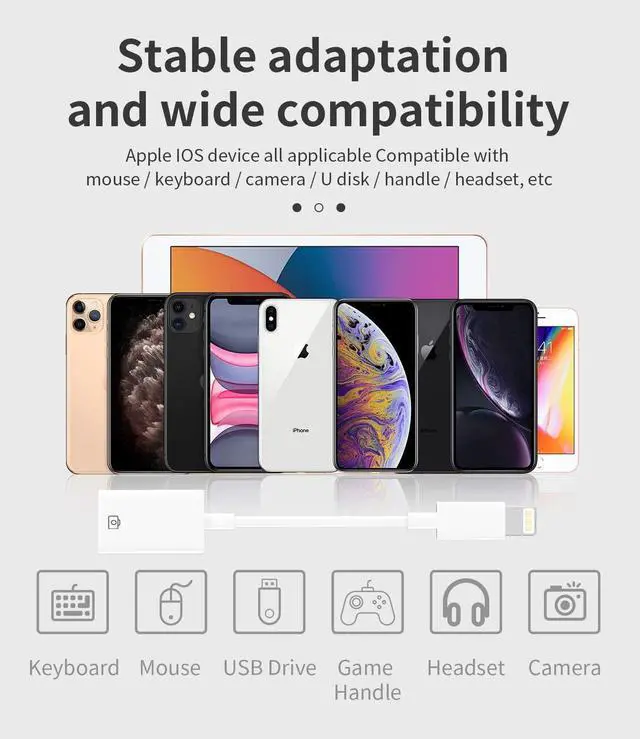 Alt view image 2 of 7 - iPhone OTG Adapter(2Pack)lightning male to USB Female Converter Data Sync dongle for 14 13 12 11 pro max 7 8 plus ipad Camera Card Reader USB Flash Drive Mouse Keyboard Hub MIDI Piano Connector U Disk