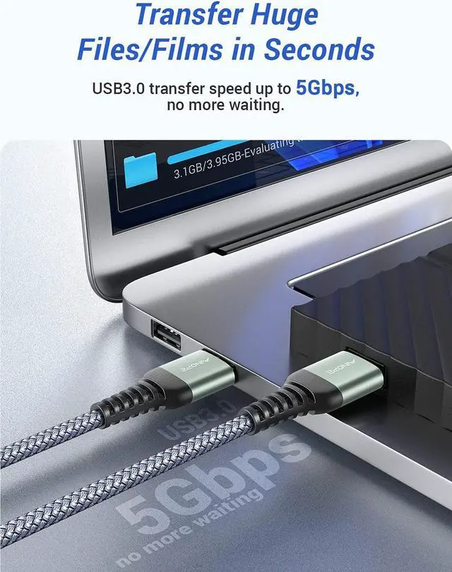 Alt view image 2 of 7 - USB 3.0 A to A Male Cable [6.6FT] [Never Rupture] USB Male to Male Cable Double End USB Cord Compatible with Hard Drive Enclosures DVD Player Laptop Cool-Grey