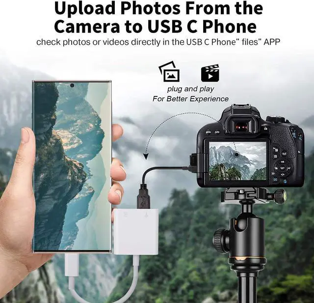 Alt view image 7 of 7 - USB C OTG Adapter with Power 2 in 1 USB C to USB Female with 60W PD Charging Port Adapter Compatible with Galaxy S23/S22/S21/S21+ LG V40/30 Google Pixel 7/6/6XL Google Chromecast with Google TV