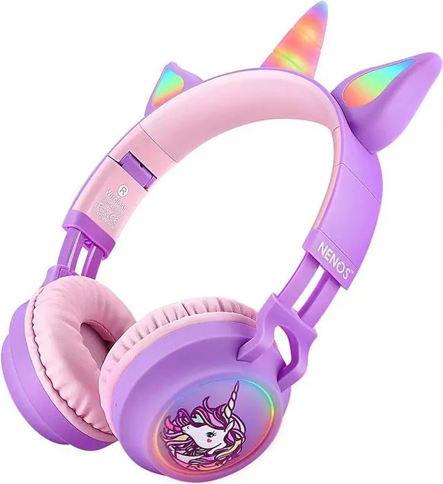 Alt view image 2 of 7 - NENOS Bluetooth Kids Headphones - Wireless 93dB Limited Volume Unicorn Headphones