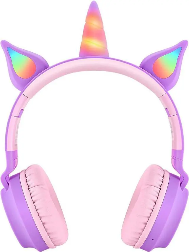 Alt view image 3 of 7 - NENOS Bluetooth Kids Headphones - Wireless 93dB Limited Volume Unicorn Headphones