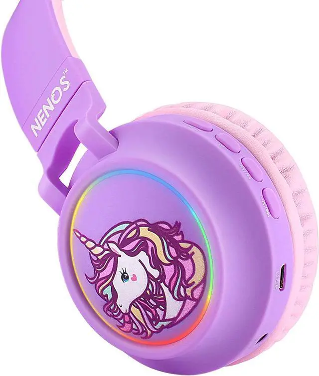 Alt view image 7 of 7 - NENOS Bluetooth Kids Headphones - Wireless 93dB Limited Volume Unicorn Headphones