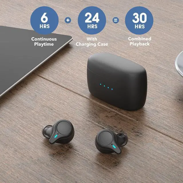 Alt view image 5 of 7 - KOSETON E10 True Wireless Bluetooth Earbuds, Titanium Black  Wireless Earbuds for Running and Sport, Charging Case Included, Dual Microphones, 30 Hour Battery and Great Sound Quality